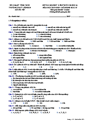 Đề thi khảo sát kiển thức chuẩn bị môn Sinh học Lớp 10 - Mã đề 485 - Năm học 2019-2020 - Trường THPT Liễn Sơn